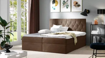 Obrázek produktu pro Postel boxspring TIBOR - 200x220, hnědá + topper