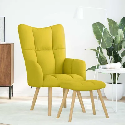 Obrázok produktu pre vidaXL Relax kreslo s taburetom Svetložltá látka
