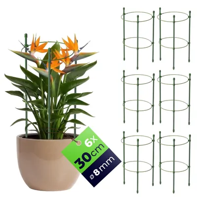 Immagine prodotto di KADAX Supporto per piante rampicanti, 30 cm, 6 pezzi, sostegno in acciaio, supporto per fiori, tutore per piante, graticcio per piante rampicanti in giardino o in vaso, torre di sostegno per pomodori