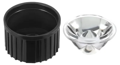20er Set LED-Linsen 20 mm, 5 Grad, Acryl/ABS, schwarz/transparent