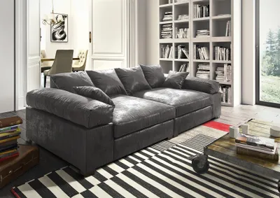 Produktbild von Big Sofa Couchgarnitur Megasofa Riesensofa AREZZO - Vintage Schwarz