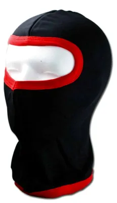 Produktbild von Sturmhaube Schwarz mit rotem Saum Sturm Maske Ski Maske OMA 100% Baumwolle