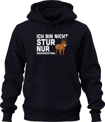 Produktbild von Nicht stur nur meinungsstabil lustiger esel spruch humor geschenk Uni Hoodie Kapuzenpullover, Navy, L
