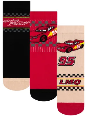 Produktbild von Disney Cars Socks, 3er-Pack für Jungen, Kinder-Baumwollsocken mit Lightning McQueen, knöchellange Cars-Socken 31-36