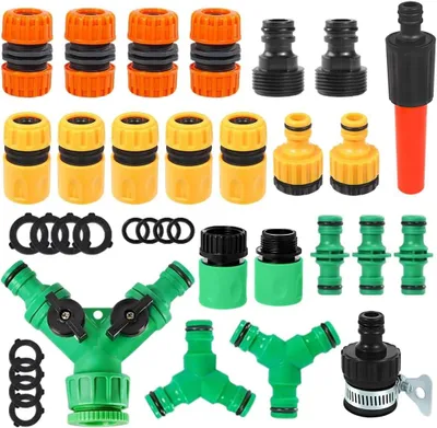 Immagine prodotto di 35 set di raccordi per tubi da giardino, connettore in plastica da 1/2 di pollice, filettatura, tubo da giardino 2-in-1