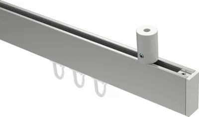 Produktbild von Interdeco Innenlaufstange / Gardinenstange mit Innenlauf Edelstahl-Optik / Weiß, Typ Sonius Paxo (Kappe) Deckenmontage, 14x35 mm 1-läufig, 220 cm
