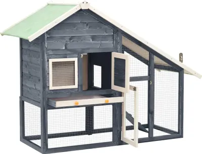Image de vidaXL Clapier pour lapins Gris et blanc 140x63x120 cm Sapin massif