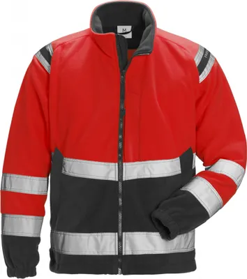 Produktbild von Fristads High Vis Fleecejacke Kl. 3 4041 FE 119625, Farbe:warnschutz-rot/schwarz, Größe:2XL