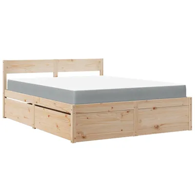Zdjęcie produktu dla Łóżko z szufladami i materacem, 160x200 cm, sosnowe
