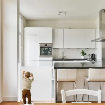 Produktbild von Treppenschutzgitter Türschutzgitter Ausziehbar 0-180 cm, Baby Absperrgitter Schutzgitter Treppe für Kinder, Katzen und Hunde, Geeignet für Innen Außenbereich (Weiß)