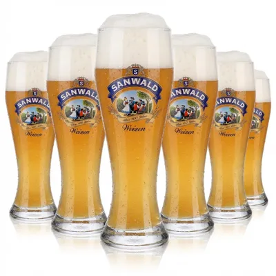 Produktbild von 6x Sanwald Bier Glas 0,3l Weizenglas Biergläser Gläser Sahm Riegsee
