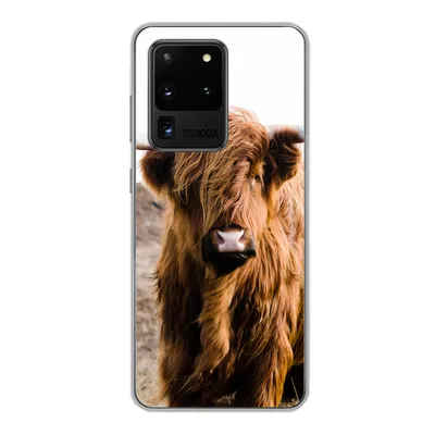 Produktbild von MuchoWow® Handyhülle Schutzhülle Hülle für Samsung Galaxy S20 Ultra Schottische Highlander - Landschaft - Kuh - Braun - Tiere - Natur Silikon Softcase Handy Hülle - Karteninhaber