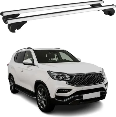 Image de Barres de toit Transversales pour Ssangyong Rexton Y400 2017-2021 Aluminium Noir