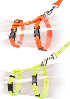 Produktbild von Duvo+ Reflektierendes Katzen-Spazierset Uni groß neonfarben