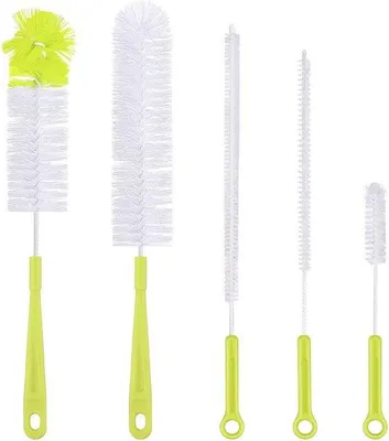 Productafbeelding van Flessenborstel - Lange Handgreep - 5 Stuks - Ideaal voor het Reinigen van Flessen