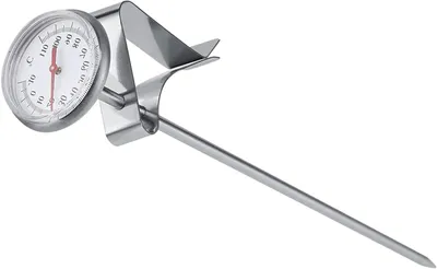 Productafbeelding van Melkthermometer - Direct afleesbaar - Koffie bereiden - Met handige clip - 19 cm lang - Zilver