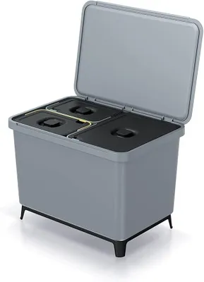 Produktbild von Mülleimer 3er Set 1x 23L + 2x 10L Müllbehälter Abfalleimer 43L Mülltrennsystem Müllsammler Set Einsätze Mülltrenner 56,5 x 39 x 41 cm (Grau)