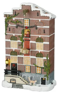 Produktbild von LuVille Weihnachtsdorf-Miniatur Lagerhaus-Fassade - L19 x B11 x H29 cm