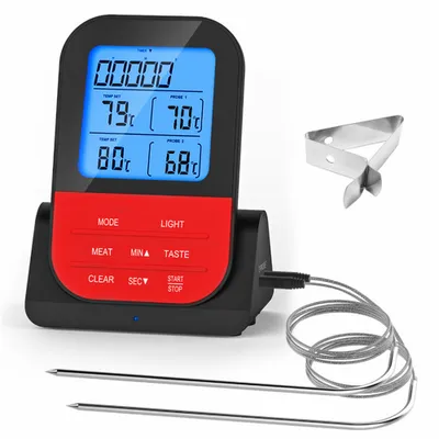 Produktbild von Fleischthermometer Kabellos Digital LCD Grillthermometer mit 2 Edelstahlsonde BBQ Funk Thermometer -20 300 °C
