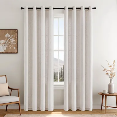 Produktbild von Halbtransparente Fenstervorhänge Fertig-Set 2 Stück 140x260 cm Weiß
