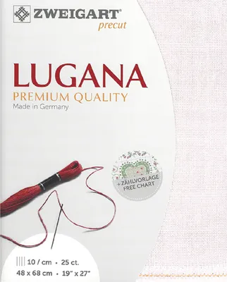 Obrázek produktu pro Počítací látka LUGANA Zweigart Precut 25 ct. 3835 barva 443 růžová, vyšívací látka pro vyšívání 48x68 cm
