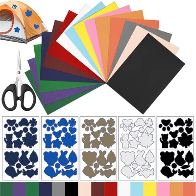 Productafbeelding van Zelfklevende reparatiepleisters voor nylon, 20 stuks, 15x20/15x25 cm, in verschillende kleuren, geschikt voor tenten
