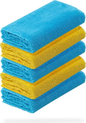 Produktbild von detailmate 5er Set Mikrofasertücher - 40x40cm, 550 GSM - Mikrofaser Poliertücher 3x blau, 2x gelb