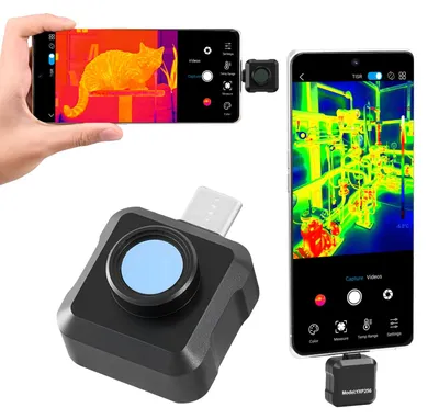 Image de Caméra thermique SucceBuy pour Android, résolution IR 512x384, caméra thermique pour smartphone et tablette avec connexion USB-C, caméra infrarouge 25 Hz avec 15 palettes de couleurs pour des inspections de -20 °C à 550 °C