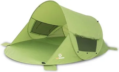 Immagine prodotto di Tenda da sole, protezione UV 80, verde, con sacchi di sabbia, 3 pali e fondo rinforzato