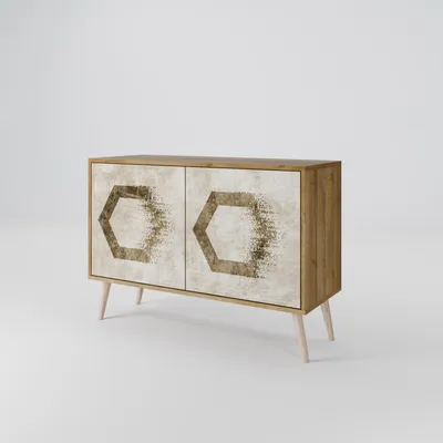Produktbild von Spacerebels Kommode mit 2 Türen - Sideboard Komodenschrank - Highboard - Kleiderschrank Möbel - Wohnzimmer Schlafzimmer - 57,5×111×42 (HxBxT)