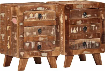 Produktbild von Nachttisch 2 Stk. 37x32x50 cm Altholz Massivholz
