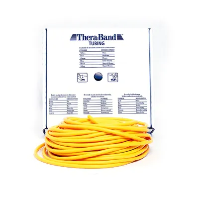 Produktbild von TheraBand Tubing Rolle 30,50 m – Original Trainingsschlauch für Therapie, Fitness & Rehabilitation leicht/gelb