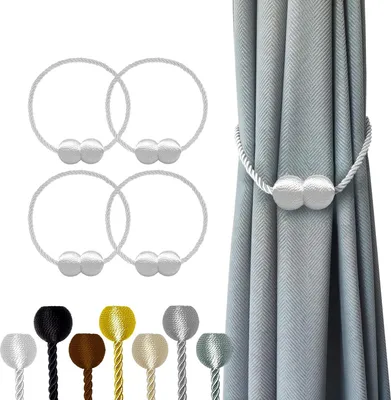 Produktbild von Gordijnbinders 4-pack, 47 cm, Haken, Spenen, Clips, für dicke oder dünne Vorhänge, für Schlafzimmer oder Büro, Weiß
