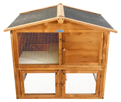 Image de Lendo Online Clapier Lapin Extérieur 94x46x96 cm Bois Marron