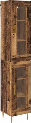 Productafbeelding van Hoge kast 2 pcs Oud Hout Glas