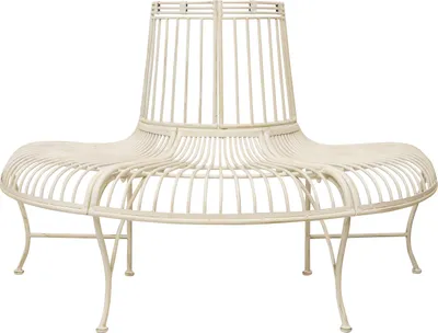 Produktbild von Gartenbank Bank Antik-Stil Garten Metall Eisen creme weiss Möbel Baumbank 134cm