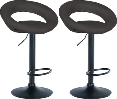 Produktbild von CLP 2er Set Barhocker Olinda Stoff drehbar und höhenverstellbar dunkelgrau Gestell Farbe schwarz
