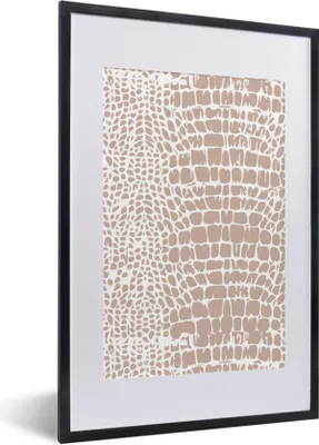 Produktbild von MuchoWow® Gerahmtes Poster Tiermuster - Rosa - Schlange - Pastell 40x60 cm - Poster mit Schwarzem Bilderrahmen Wandposter Rahmen Foto Bilder - Poster in Rahmen