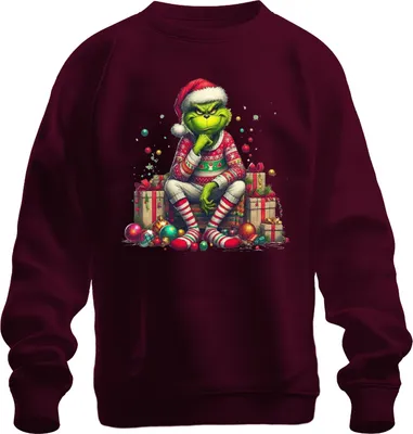 Produktbild von Grinch Weihnachtsgeschenk lustig böse Geschenkidee Retro Uni Sweatshirt Pullover, Burgundy, S