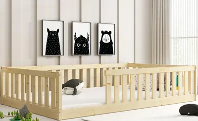 Produktbild von Interbeds Bodenbett Kinderbett 120x200cm Montessori Einzelbett Bett für Jungen und Mädchen mehrere Größe