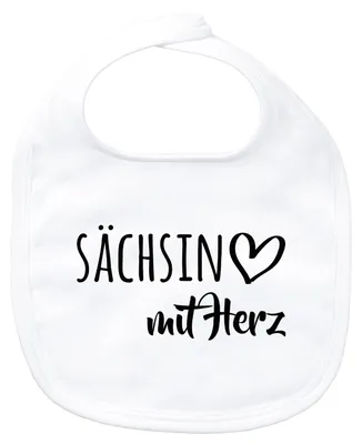 Produktbild von Huuraa Baby Lätzchen Sächsin mit Herz White Klettverschluss  Baumwolle Latz Geschenkidee