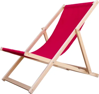 Produktbild von Liegestuhl Strandliege Sonnenliege Gartenliege Holz Liege Holzstrandliege120kg Rot
