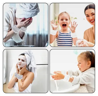 Produktbild von 4 Stück Mikrofaser Handgelenk Waschbänder für Gesichtsreinigung und Dusche