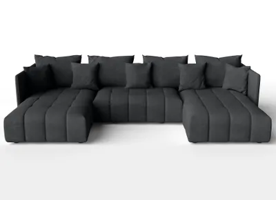 Produktbild von AX LIVING Dunkelgrau Sofa U Form mit Schlaffunktion Veliro U, 353 cm