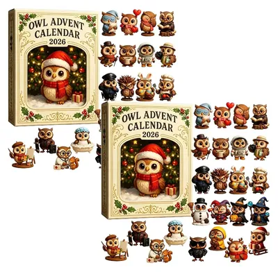 Productafbeelding van 3D Uilen Adventskalender Cadeaus met Mini Uilenfiguren Rood 2 stuks