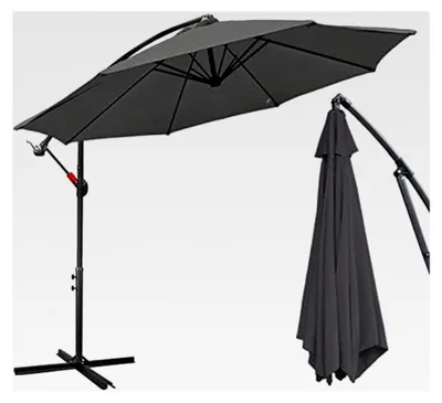Produktbild von Sonnenschirm 300/350 cm mit Kurbel | Ampelschirm mit Ständer | Gartenschirm mit UV-Schutz aus Aluminium | Kurbelschirm wasserdicht für den Garten