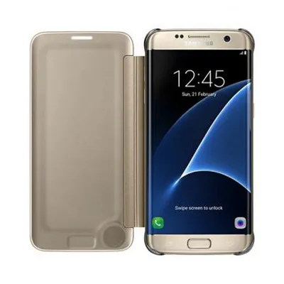 Imagen del producto de Funda Samsung Clear View para smartphone Galaxy S7 Edge - Dorada, transparente - Resistente a huellas dactilares