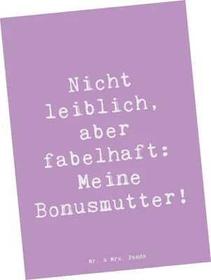 Produktbild von Mr. & Mrs. Panda Postkarte Spruch Bonusmutter - Lavendeltraum - Geschenk, Wertschätzung, Grußkarte, kreative Ideen, Ansichtskarten, Liebe, Ansichtskarte, bildkarte