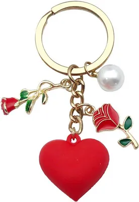 Immagine prodotto di Romantici accessori color oro a forma di cuore con dettagli rossi o rosa, per uomo, regalo di San Valentino.