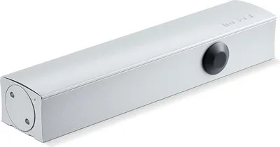 A product shot of a door closer on a white background.